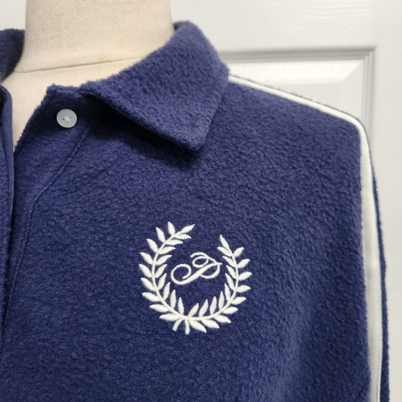 Victoria's Secret PINK Womens Fleece Cropped Polo Sweatshirt.Midnight Navy - Picture 3 of 12